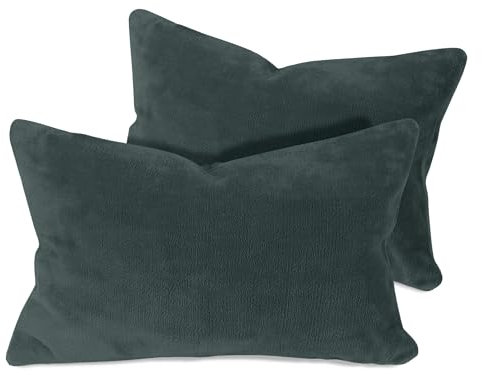 npluseins 2er Pack Kissenhüllen aus Coral-Kuschel-Fleece (2 Stück) 1257.1667, ca. 40 x 60 cm, anthrazit