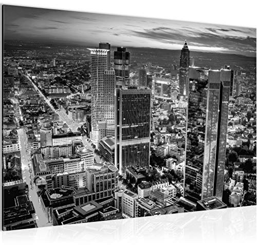Runa Art Bild Frankfurt am Main Modern Wandbilder Wohnzimmer Schlafzimmer 1 Teilig - Made In Germany - Skyline Schwarz Weiss Flur 608915c