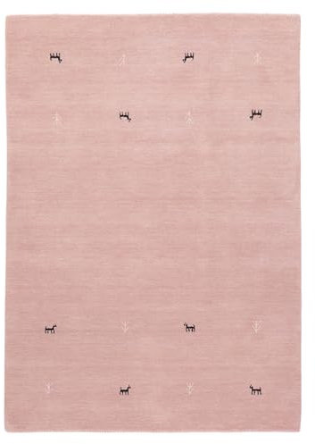 carpetfine Wollteppich Gabbeh Uni Rosa 80x150 cm | Moderner Teppich für Wohn- und Schlafzimmer