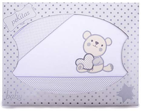 PEKITAS Bebe Bettwäsche-Set, 3-teilig, für Kinderbett 60 x 120 cm, 100 % Baumwolle (Bär Love weiß)
