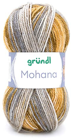 Gründl Wolle Mohana color 03, weiche Wolle mit Mohair, Mohairwolle mit Farbverlauf zum Stricken oder Häkeln
