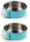 KuTi Kai 2 IN 1 Stainless Steel Pet Hanging Bowl Removable Dog Bowl for Crates Puppy Food Feeder Water Dish with Bolt Holder Dog (Blue-Large-2Packs)