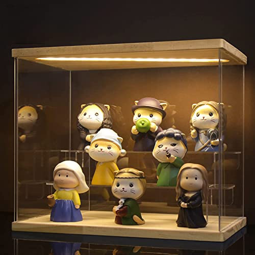 Nynelly Acryl Vitrine Schaukasten mit Licht, Vitrine für Figuren Transparente Aufbewahrungsbox mit Tür für Sammlerstücke, Staubdichter Schutz, Aufbewahrung für Sammlerstücke, Miniaturfiguren