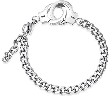 Yifnny Handschellen Armband, Mini Handschellenarmband Edelstahl Fußkettchen Freundschaftserklärung Kubanische Handschellen Fußkettchen für Damen Herren Fußkette Schmuck