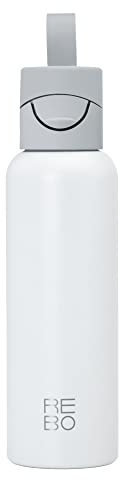 REBO Smart Water Bottle - Tracks Water Intake & Helps You Stay Hydrated - We Collect Plastic Bottles From Oceans - Stainless Steel Double Wall Vacuum Insulated Bottle 600 ml (Iceberg White)