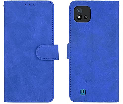 WEIOU Hülle für Realme C11 (2021), Premium TPU/PU Leder Klappbar Schutzhülle Tasche Handyhülle mit Standfunktion & Kartensteckplätzen, Blau