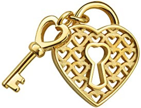 JEVELION Vergoldeter Anhänger Herzschloss und Schlüssel Anhänger für Damen und Kinder Kettenanhänger + Zertifikat
