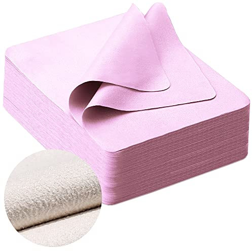 100 Stück Brillenputztuch Wildleder, Linsenreinigungstuch für Objektive, Brillen, Bildschirme, Kameras, iPad, iPhone, Brillen (15,2 x 17,8 cm, 100 Stück/Rosa)