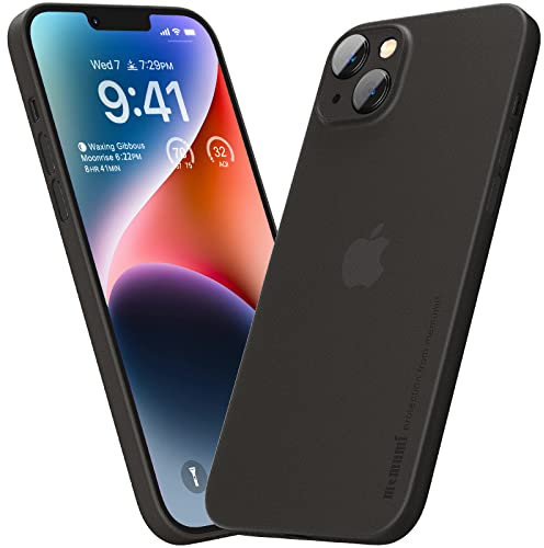 memumi Hülle kompatibel mit iPhone 14, Mehrweg 0.3 mm dick Slim Fit, Mattes Finish [Stoßfest, rutschfest, Kratzfest] Schutzhülle Extra Dünn Hardcase kompatibel mit iPhone 14 -Trans-Schwarz