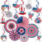 USA Party Deko Amerika Spiralen USA Flagge Wimpelkette Unabhängigkeitstag Dekoration für 4. Juli Tag Amerikanische Party Supplies (Spiralen, Fächerset)