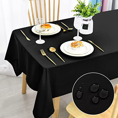 DWCN Schwarz Tischdecke Fleckschutz Abwaschbar Tischwäsche Wasserdicht Tischtuch Halloween Tischdecke für Esszimmer, Garten, Party, Hochzeiten oder Haushalt,150x300cm