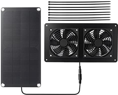 JINGLING Solar Powered Fan - 10W 12V Solar Powered Attic Fan,Solar Roof Attic Exhaust Fan Thermostat Solar Powered Vent Fan Brushless Motor