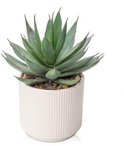 Pianta grassa artificiale in vaso di ceramica finta agave Shaka Zulu, pianta grassa finta smerigliata, verde decorativa per la casa, soggiorno, tavolo, mensola, bagno, ufficio, cucina