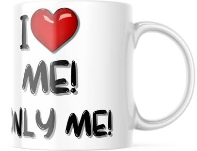Tasse I love only me - Motivation Motiv, 330 Milliliter Kapazität, Spülmaschinenfest und Mikrowellensicher, lustiges Geschenk für Familie, Partner und Freunde - Für jeden Anlass