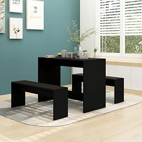 ZEYUAN Juego de Comedor 3 Piezas, Conjunto Mesa Y Sillas Comedor, Mueble De Cocina, Conjunto Mesa Y Sillas Cocina, Mesa Cocina con Sillas, aglomerado Negro