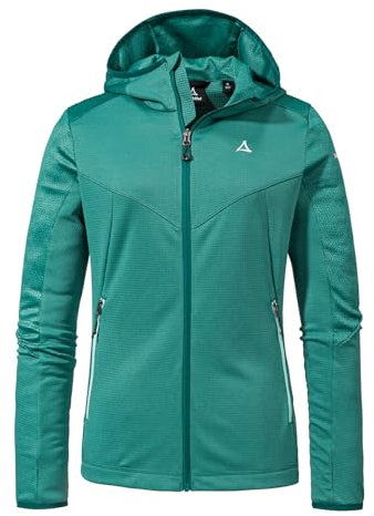 Schöffel Damen Fleece Hoody Svardalen L, schnell trocknende Fleecejacke mit Kapuze, funktionaler Outdoor Hoody, mit Reißverschluss-Taschen und elastischem Saum