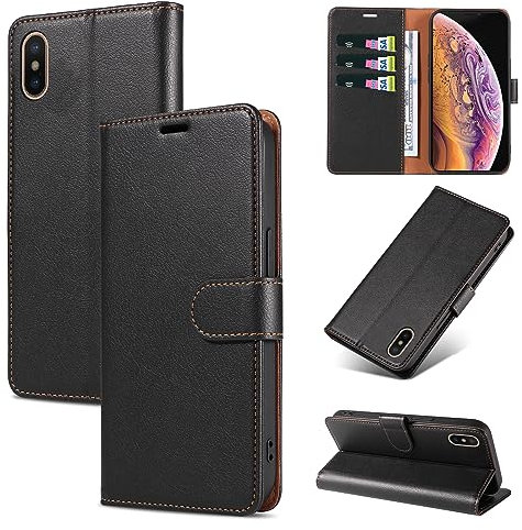 Bxithnr® Handyhülle für iPhone XS MAX Hülle mit [RFID Schutz] Premium PU Leder Klapphülle Brieftasche Kartenfach Ständer Magnet Etui Handytasche Case Schutzhülle für iPhone XS MAX, Schwarz
