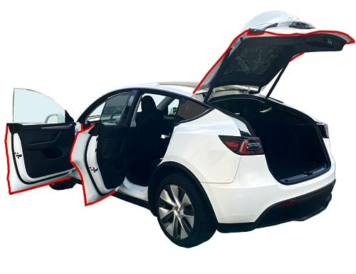 Tesvolution® Dichtungsset Tesla Model Y 2022 + 2023 + 2024 + 2025 - Türdichtungssatz Schallschutzgummi Dichtungsstreifen Windgeräusche Zubehör Tuning