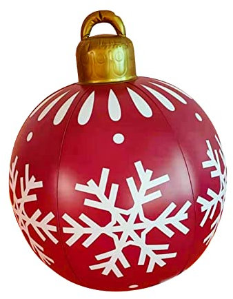 Weihnachstkugeln Christbaumkugeln Baumkugeln Rot Weihnachtsschmuck 23,6-Weihnachtskugeln Outdoor-Atmosphäre PVC Aufblasbare Spielzeuge für Zuhause rot-weiße Weihnachtskugeln (D, One Size)