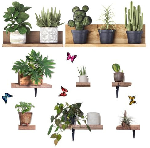 DOUSELLA 2 Pz Adesivi da Parete Piante Verdi 3D Autoadesivi Murali Piante Verdi 3D Foglia Verde Adesivi da Parete in PVC Poster Foto di Piante Decorative Dipinti Piante Moderni per Soggiorno Ufficio