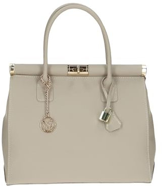 CAPRICE Damen Henkeltasche aus Leder Mittelgroß, Beige (Beige Nappa)