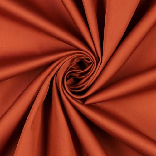0,5m Baumwoll-Satin Baumwollstoff Satinstoff Meterware unifarben Oeko-Tex zertifiziert, Farbe:terracotta