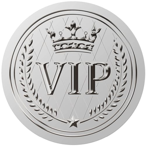 craspire 144 Stück VIP-Krone, Silberfolie, Zertifikat, Geprägte Aufkleber, 2 Vintage-Siegel, Selbstklebende Aufkleber, Dekoretiketten Für Erfolge, Auszeichnungen, Hochzeitseinladungen