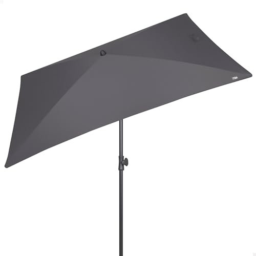 AKTIVE Sombrilla rectangular balcón, 200x125 cm, Color antracita, Protección UV30, Mástil acero, Tubo Ø28/32 mm, Inclinable y regulable en altura, Tejido poliéster, Sombrillas grandes (62350)