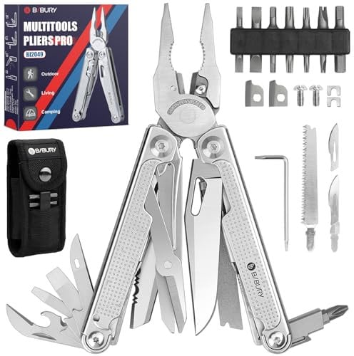 BiBURY Multitool Werkzeug,Faltbares Edelstahl Zange Multifunktionale Multitools mit verbesserter Schere und Schraubendreher,,Geburtstagsgeschenk,Geschenk für Papa Männer,Camping, Wandern, Outdoor