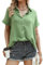 Aottori Musselin Bluse Damen Elegant Oberteile 100% Baumwolle Kurzarm Hemdbluse mit V-Ausschnitt Blusen Tunika Tops Sommer Grün XXL