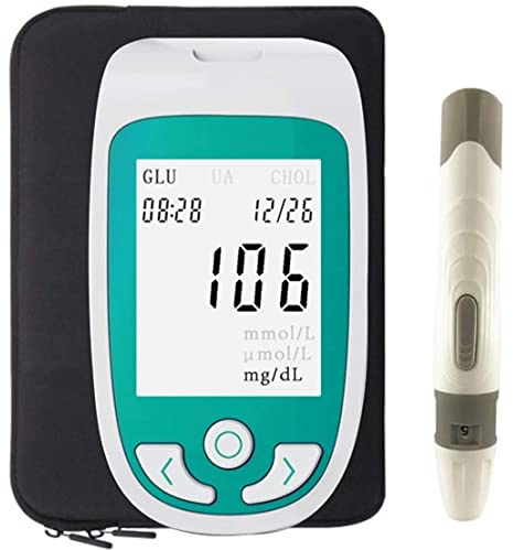 Blood Tester, 3 in 1 Analyzer for Blood Sugar,Uric Acid,Cholesterol Monitor with Test Strips Home Test Kit with 50 Blood Sugar +25 Uric Acid +10 Cholesterol Test Strips Analyzer