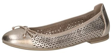 CAPRICE Damen Ballerinas aus Leder mit Lochmuster, Metallisch (Platin Metal.), 40 EU