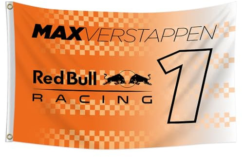 Felizer Red Racing Blls Flagge Max Verstappens Flagge, Banner (90 x 152 cm, lebendige Farben, Polyester) für Männerhöhle, Schlafsaal, Geschenkbedarf