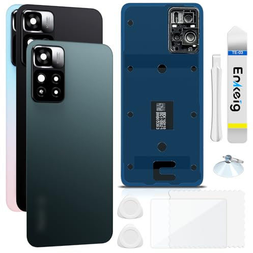 Enkeig Vitre arrière Remplacement pour Xiaomi Redmi Note 11 Pro+ Plus 5G Couvercle Batterie avec Kit Réparation (Verte)