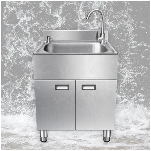 Stainless Steel Sink, Outdoor Sink, Sink Cabinet With Sink, Kitchen Sink Base Cabinet Stainless Steel Sink 2 Doors, Used In Bar, Kitchen, Restaurant, Integrated Platform With(75cm)