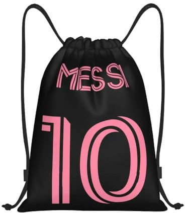 EZB Football Legend Messi Tasche mit Kordelzug, 36 x 30 cm, Midi-Rucksack, vielseitig verwendbar: Sport-Kits, Fitnessstudio, Mittagessen, Urlaub, Strand, Fußball, Pumptasche, Inter Miami Messi 10 rosa