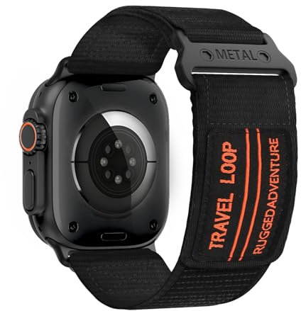 Nylon Correas para Apple Watch Ultra 2 49mm 46mm 45mm 44mm 42mm para Hombres Mujers,Correa Deportiva de Nylon Trenzado Pulsera para Apple Watch Series 10/9/8/7/6/5/4/3/2/SE/Ultra,Negro,XL