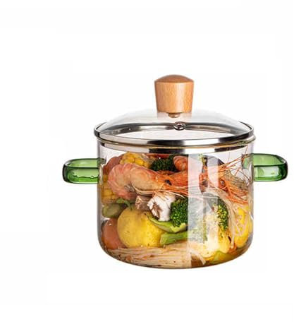 Machtiging Olla Vidrio Transparente con Tapas,Ollas Vidrio Transparente para Cocina,Olla Incendio Transparente,con Doble Asa Y Tapas,Apto para Lavavajillas,Hornos Microondas,Cocinas InduccióN