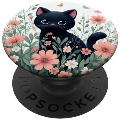 Black Cat PopSockets Adhesive PopGrip