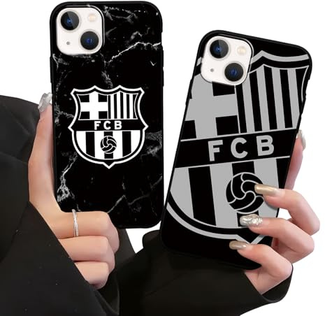 Yimctoie 2 Stück Football Handyhülle für iPhone 13 iPhone 14 Hülle 6,1,Cool Futbol Club Cartoon Muster Design Silikon Schutzhülle,TPU Flexible Matt Kratzfest Cover,Cartoon