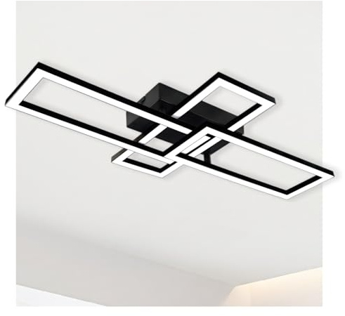 LED Deckenleuchte 62 cm, 4000K Rechteck Schwarz Verstellbar Deckenlampe | 24W Neutralweiß Moderne Deckenlampe Flur, Eckig Design Deckenbeleuchtung für Küche Wohnzimmer Schlafzimmer Flur