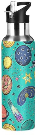 Sevdomey Planets Water Bottle with Straw Lid 20 oz,Stainless Steel Vacuum Insulated Water Bottle for Sports Cycling Hiking Gym School Home