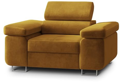 Masseno Ohrensessel Calvo M, Lounge Sessel, mit Armlehnen, Komfort Polsterstuhl für Esszimmer, Wohnzimmer, Bein aus Metall, Monolith 48