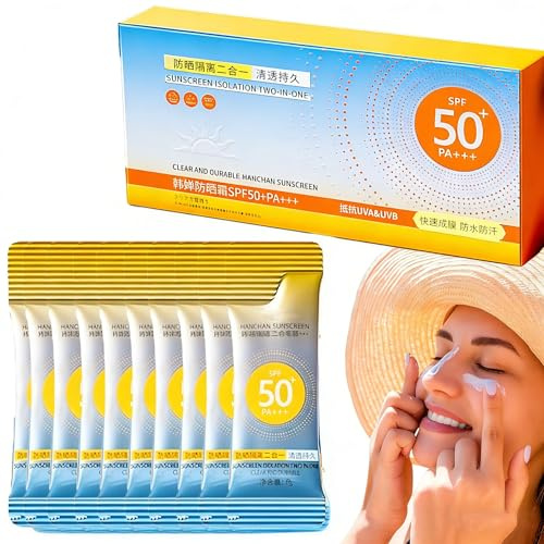 50 Stück Mini Sonnenschutz in Reisegröße, Sonnencreme Mini Tube, Sonnencreme reisegröße mit Lichtschutzfaktor 50+, Wasserfestes Sonnenschutz mit UVA/UVB Schutz (1pc)