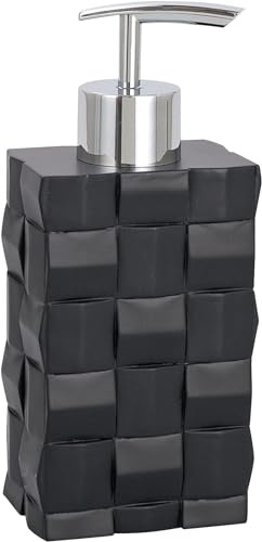 Wenko 19427100 Seifenspender Relief, schwarz - Polyresin, 7 x 16.5 x 4.8 cm