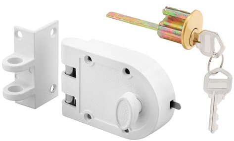 Prime-Line U 9971 Jimmy-Resistant Deadlock, Diecast, White, Angle Strike, Single Cylinder (Single Pack)