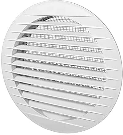 DOSPEL Rund Lüftungsabdeckung 100mm - Lüftungsklappe Durchmesser 10 cm mit Insektenschutzgitter und Staub - Weiß Abdeckung Dunstabzug Außen - Einfache Montage