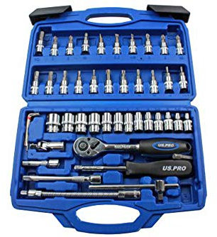 US PRO 46pc 1/4 Dr Socket Set 4-14mm Hex Torx screwdriver Bits B1387