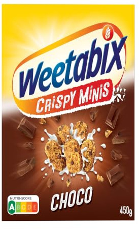 Weetabix Minis Schoko Frühstückscerealien 1 x 450 g – Vollkornfrühstück aus Großbritannien – Gesunde Cerealien mit vielen Ballaststoffen und Vitaminen – Nutri-Score A
