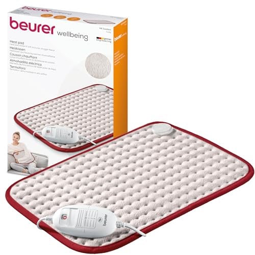 Beurer Heizkissen Comfort mit kuscheligem Fleece, atmungsaktiv, anschmiegsam & hautsympahtisch, Made in Europe, Abschaltautomatik, 3 Temperaturstufen, maschinenwaschbar, 44x33 cm